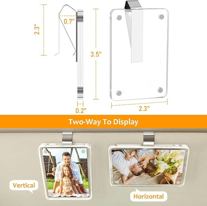 Accmor Car Picture Holder, Visor Photo Holder, Magnetic Acrylic Photo Clip | Clear, Horizontal & Vertical, Car Visor Photo Clip, Personalized Car Picture Frame, for Adding Family, Personal, Pets Photos - Image 4
