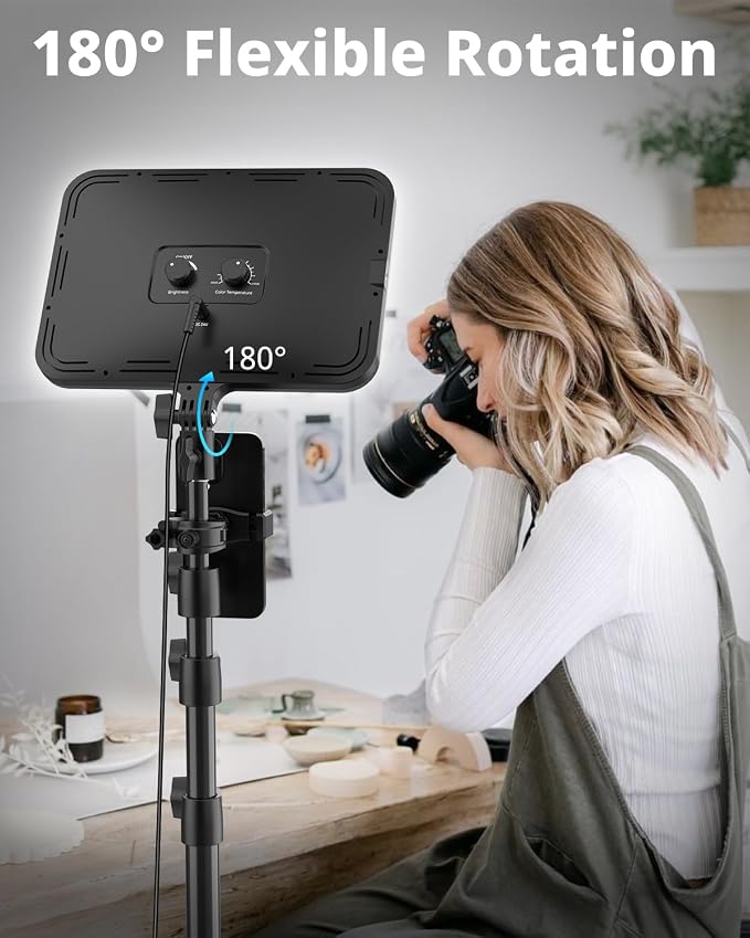 UBeesize LED Video Light Kit, Photography Lighting, 13" Studio Lights with 65" Tripod Stand and Phone Holders, Podcast Lighting for Video Recording, Make up, Live Streaming, Tiktok, YouTube - Image 4