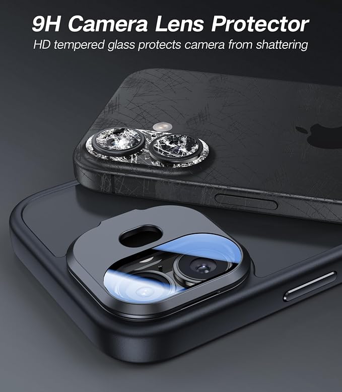 VOFATA [Upgraded] for iPhone 16 Case with Camera Cover Stand [Fit for MagSafe][9H Camera Lens Protector] Mil-Grade Protection Translucent Matte Silicone Magnetic iPhone 16 Phone Case, Black - Image 2