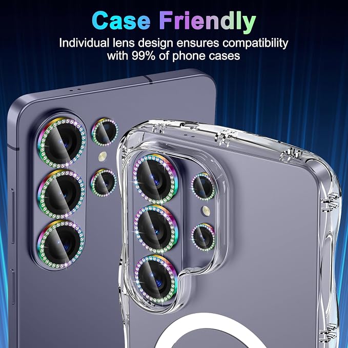 Meshine for Samsung Galaxy S26 Ultra Camera Lens Protector,Scratch Proof,Strong Adsorption,9H Hardness with Metal Ring Camera Cover,Ultra Thin Case Friendly, Accessories Lens Protector,Shiny Colorful - Image 6