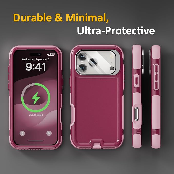 Follaroma Magnetic for iPhone 17 Pro Case with Camera Stand, Purple Pink | Built-in Glass Camera Cover Stand,Compatible with MagSafe,Heavy Duty Shockproof Protective,Military-Grade Anti-DropDual Case - Image 8