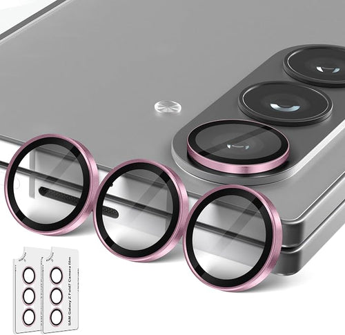 (2 Sets) Orzero Camera Lens Protector for Samsung Galaxy Z TirFold/Fold 7, [EZ Install] [Case-Friendly] 9H Tempered Glass Alloy Metal Ring Lens Cover, Military-Grade Shockproof, HD Clarity Anti-Glare (Pink) by JumpIntoOrzeroLet%E2%80%99sExploreLikeNeverBefore