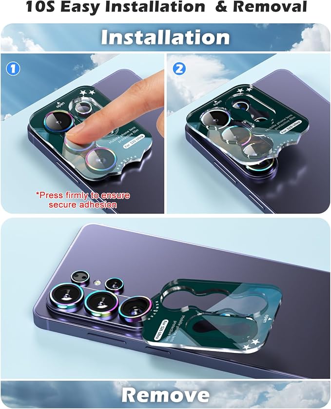 CloudValley for Samsung Galaxy S26 Ultra Camera Lens Protector | 9H Tempered Glass + Aluminum Alloy Lens Protective Ring Ultra-HD Individual Lens Cover,Colorful - Image 8