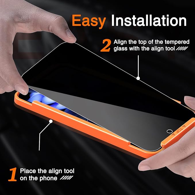 Milomdoi Privacy Screen Protector for Samsung Galaxy 9A | 3+3 Pack, 9H Tempered Glass, Camera Lens Protector, Military Grade Shatterproof, Easy Installation, No Bubbles - Image 6
