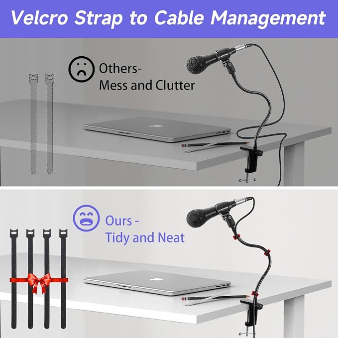 Podium Microphone Holder & Mic Holder -13.78" Flexible Gooseneck Desktop Mic Stands Holder for Lectern Podium Podcast Meetings Lectures Pulpit Streaming Gaming Studio - Image 6