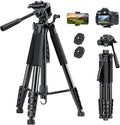 UBeesize 74" Camera Tripod with Phone Holder and Remote, Heavy Duty Tripod Stand with Portable Bag for Phone and Camera, Compatible with DSLR Cameras, Cell Phones, Spotting Scopes and Binoculars by UBeesize