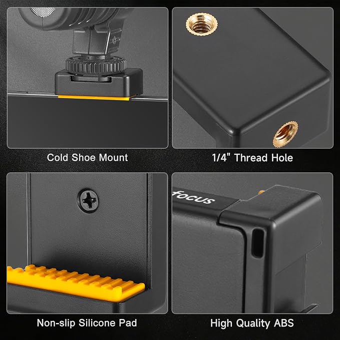 MINIFOCUS Phone Tripod Mount with Cold Shoe for iPhone and Other Phone, Universal Adjustable Smartphone Holder with 1/4'' Screw Hole Used for Microphone LED Video Light Monopod Selfie Stick Tripod - Image 3