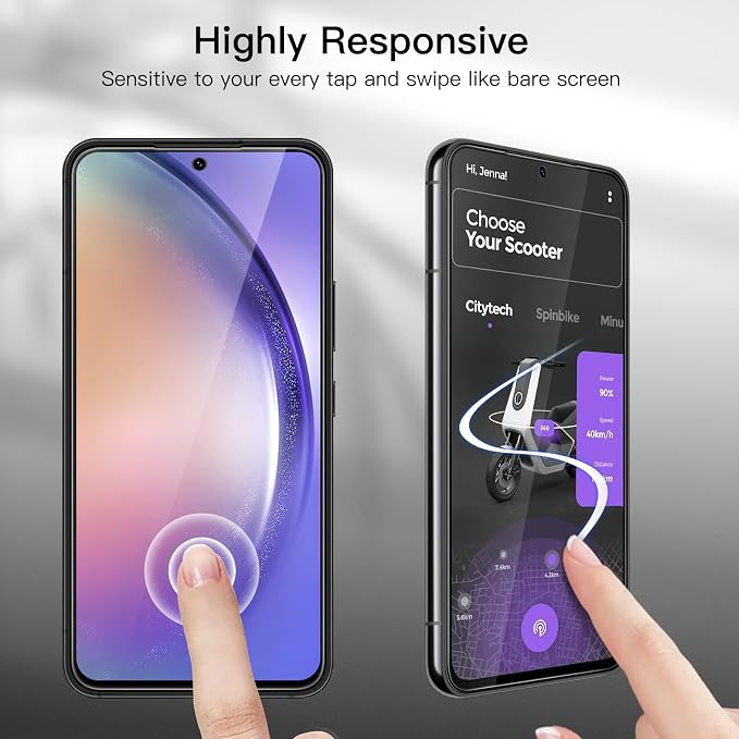 JETech Screen Protector for Galaxy A54, with Camera Lens Protector, 2+2Pack | HD Clear Tempered Glass, Anti-Scratch Protection - Image 7