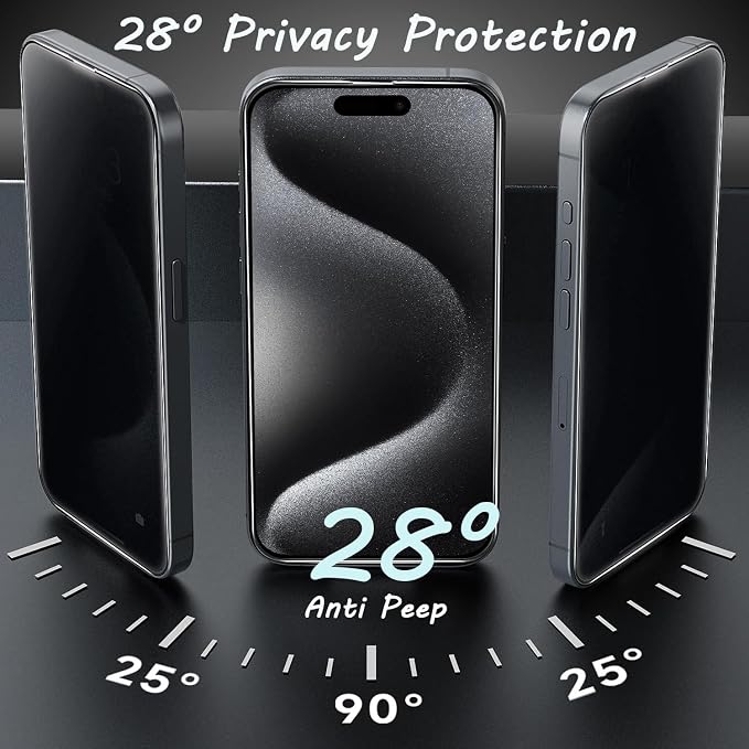 2 Pcs Privacy Screen Protector for iPhone 15 Pro 6.1" | Tempered Glass, Auto Dust-Elimination Installation, 9H Hardness, Bubble Free, Easy Installation, Anti-Spy, Case Friendly - Image 5