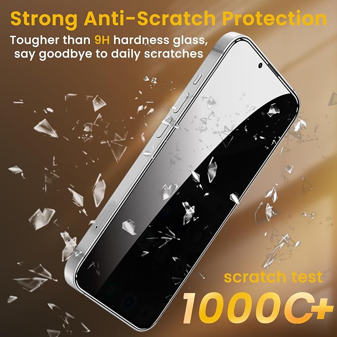 Romkasi 3 Pack Privacy Screen Protector for iPhone 17e 6.3 Inch with 3 Pack Camera Lens Protector, Anti Spy Tempered Glass Film, Anti-Scratch, Touch Sensitive, Case Friendly - Image 4