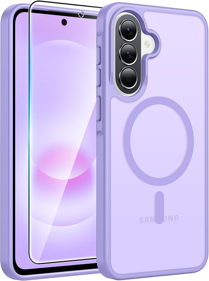 FNTCASE for Galaxy A37/A36 5G Phone Case, Fit for Magsafe, Screen Protector | Translucent Matte Magnetic Back, 14FT Military Grade Drop Protection, Shockproof Protective, for Samsung A37 Cover by FNTCASE
