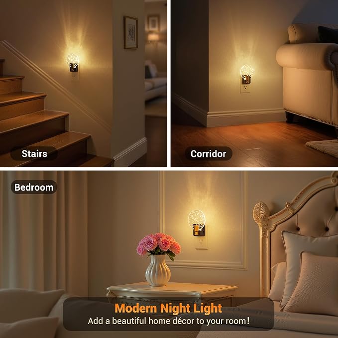 JandCase Night Light, Dimmable Night Lights Plug into Wall | Bubble Nightlight with Auto On/Off Light Sensor, 0-100LM LED Round Nightlights, 180°Rotatable Acrylic Nite Light for Hallway - Image 5