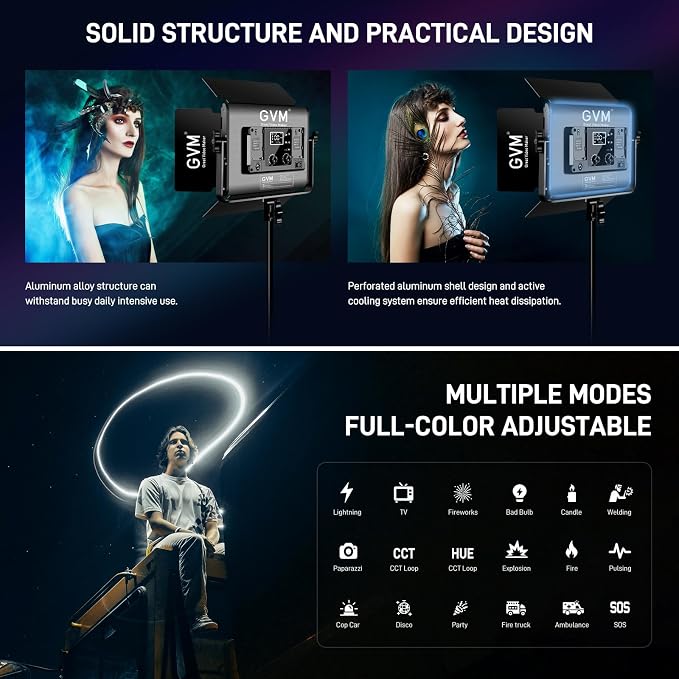 GVM RGB LED Video Light with Lighting Kits, 680RS 50W Led Panel Light with Bluetooth Control, 2 Packs Photography Lighting for YouTube Studio, Video Shooting, Gaming, Streaming, Conference - Image 7