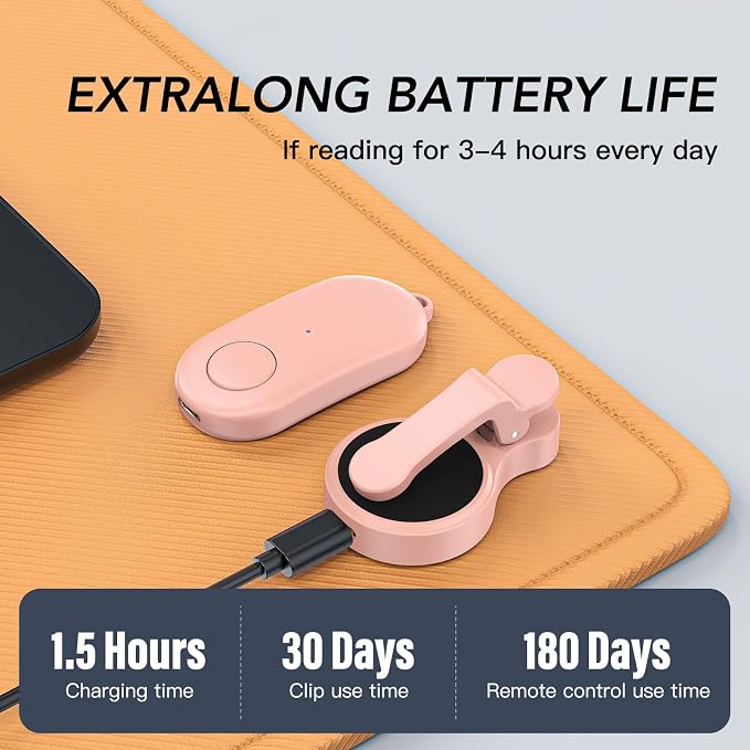 Remote Control Page Turner for Kindle Paperwhite Oasis Kobo eReaders,Kindle Clicker Page Turner Accessories for iPhone,iPad, Android Tablets Reading Novels,Camera Video Record&Shutter Selfie (Pink) - Image 2