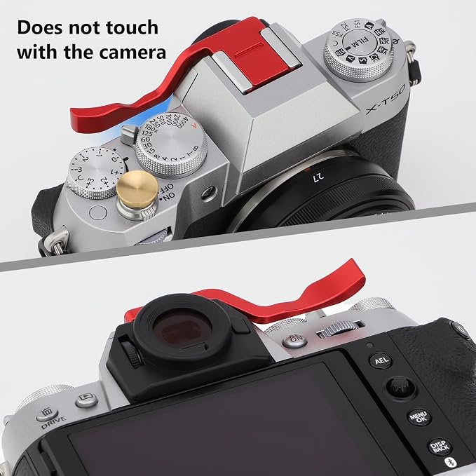 Haoge THB-XT30R Metal Hot Shoe Thumb Up Rest Hand Grip for Fujifilm XT50 Fuji X-T30 II III X-T10 X-T20 X-T30 XT10 XT20 XT30 XT30III Camera Red - Image 2