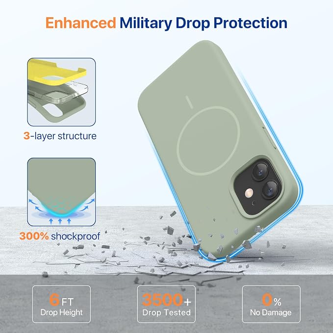 Miracase Magnetic for iPhone 12 Case/iPhone 12 Pro Case, Patina Green | Compatible with MagSafe, Anti-Scratch Microfiber Lining, Premium Silicone Shockproof Drop Protection Phone Case for 12/12 Pro - Image 5