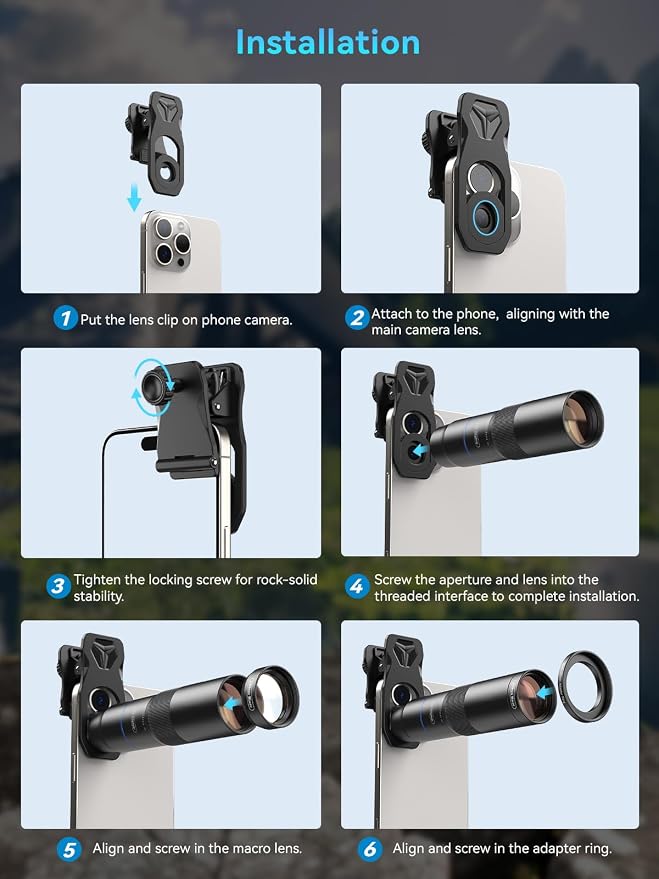 MIAO LAB 10X Telephoto Lens & 200mm Macro Lens, 2-in-1 Aluminum Phone Camera Lens Kit with Universal Clip. Phone Lens Attachment Fit for iPhone 16/15/14/13, Samsung, Android Phone and Most Smartphone - Image 8