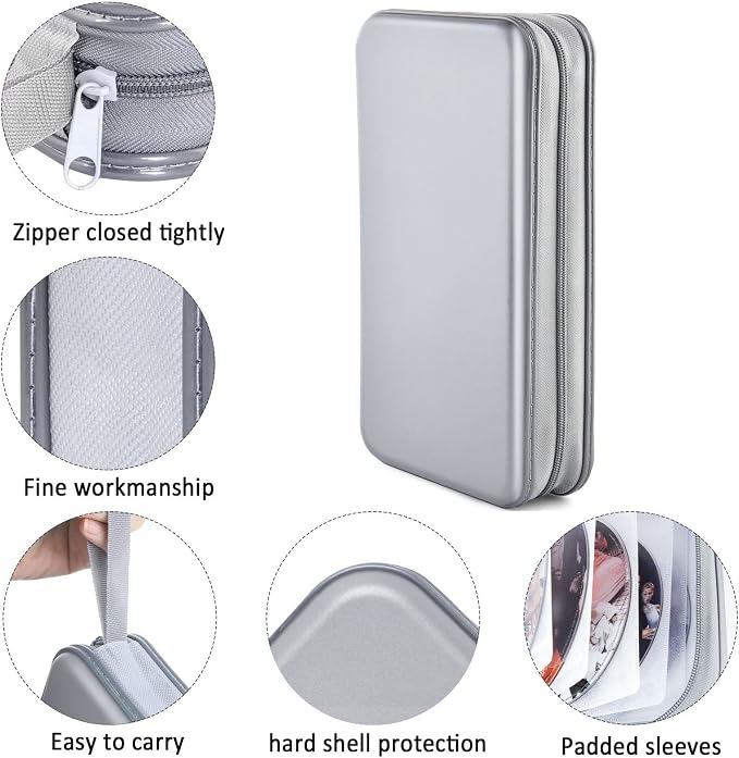 96‑Capacity Hard Plastic CD/DVD Binder for Car, Home & Travel | Zipper‑DVD Organizer, Scratch‑Resistant Sleeves Shield Discs From Dust & Damp; Stores Music, Video, Gaming & Blu‑ray Discs - Image 2