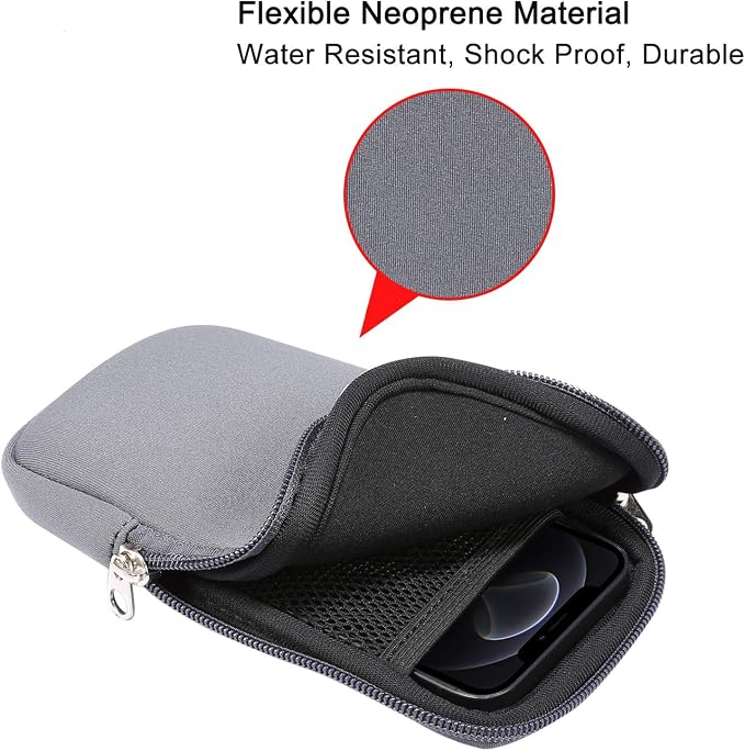 Phone Sleeve Pouch for Samsung Galaxy A17 A16 A07 A06, iPhone 17 16 Pro Max | Neoprene Cell Phone Case for Galaxy S26 Ultra S25 Ultra S24 Ultra, Moto G 5G 2026 2025 / G Play 5G with Neck Lanyard, Zipper - Image 3