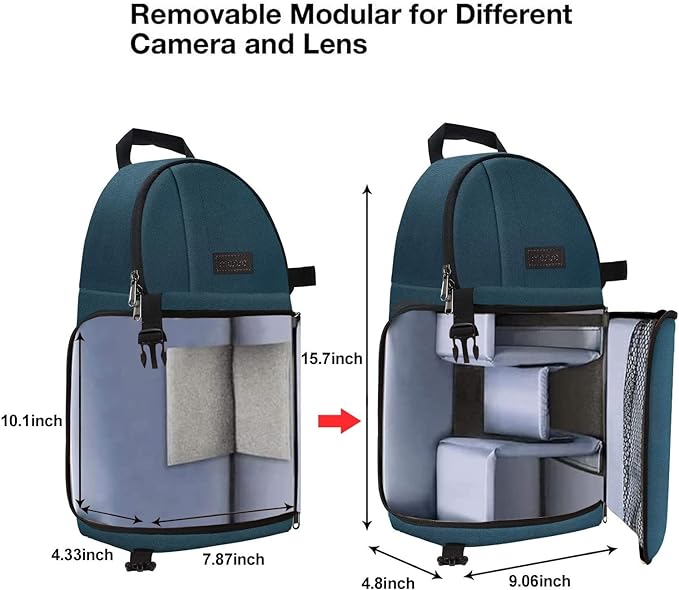 MOSISO Camera Sling Bag, DSLR/SLR/Mirrorless Camera Case Camera Backpack | Shockproof Photography Bag with Tripod Holder&Removable Modular Inserts Compatible with Canon/Nikon/Sony/Fuji, Deep Teal - Image 5