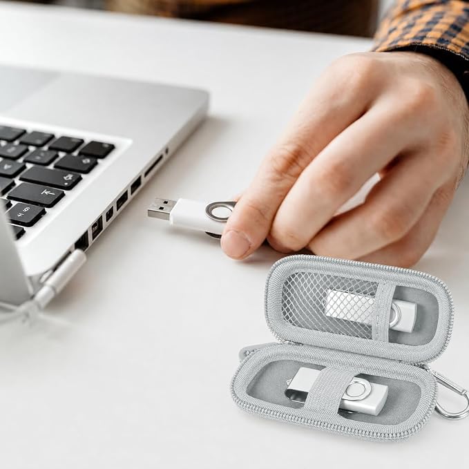 USB Flash Drive Case, SD Card/Thumb Drive/Memory Cards Holder, Bag Only | SDXC/SDHC Storage, Electronic Accessories Organizer for SanDisk / for Samsung, for Students/IT/Office/School/Travel, Silver - Image 7