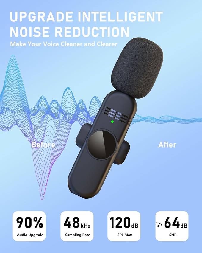 4 Mini Microphone Wireless Microphones Systems for iPhone Android Phone Pad Computer, Pro Clip On Small Lavalier Lapel Mics Tiny for Content Creators Video Recording Vlogging, 48KHz 24Bit - Image 3