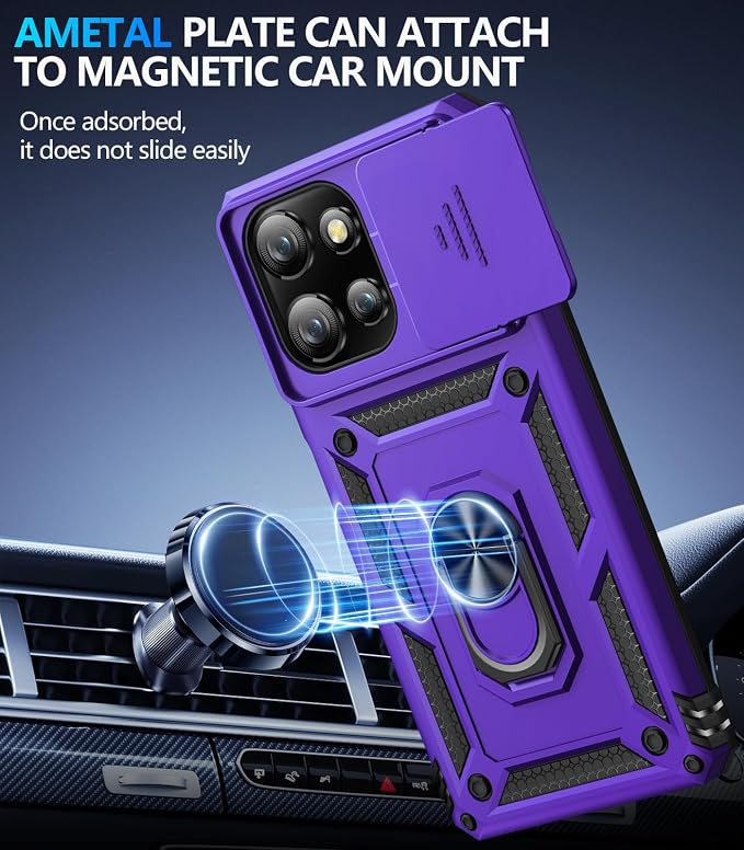 Taisairu for Motorola Moto G Power 2026/G Power 2025 Case with Screen Protector & Slide Camera Lens Cover, Built-in Ring Stand Cover for Moto G Power 2025/Moto G Power 2026 Case (Purple) - Image 5