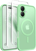 CAPRARO for iPhone 16 Case, Compatible with MagSafe | Upgraded [Full Camera Protection] Protective Translucent Matte Women Girl Magnetic Phone Case Cover, Bamboo Green by CAPRARO