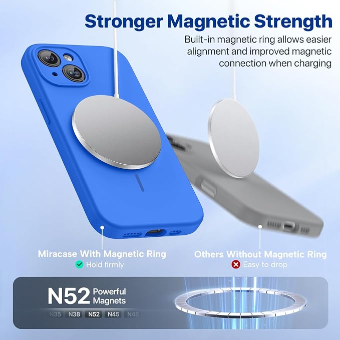Miracase Silicone & Magnetic for iPhone 14 Case, Mediterranean Blue | Compatible with MagSafe, Soft Microfiber Lining, Premium Silicone Cover Shockproof Drop Protection Phone Case for 14 - Image 4
