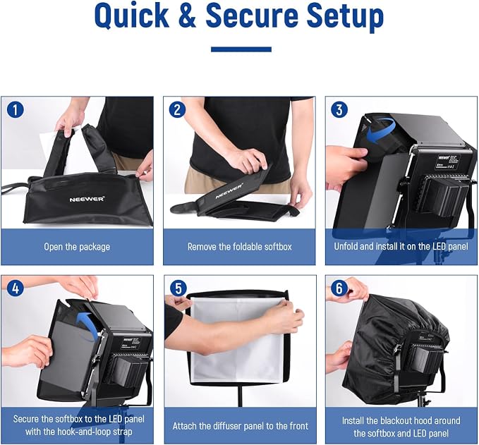 NEEWER 12.2"x11.4" Foldable Softbox Diffuser with Grid and Bag for NL660/SNL660/RGB660/RGB660 Pro/RGB660 PRO II LED Video Light Panel, Studio Photo Portrait Photography YouTube Video Soft Lighting | 12.2"x11.4", Foldable, LED Video Light Panel Diffuser... - Image 3