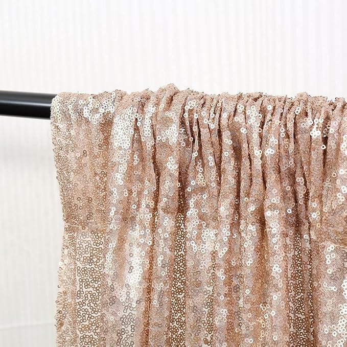 Poise3EHome 8FT x 10FT Sequin Photography Backdrop Curtain for Party Decoration, Champagne - Image 3