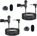 2Pcs Lavalier Microphone Compatible with DJI MIC 1/2 | and for Rode Wireless GO II Transmitters, Angled 3.5mm TRS Plug Omnidirectional Mic for Streaming Vlog Interview, 1.5M by Unknown