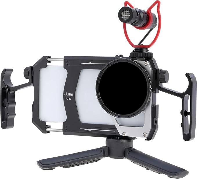 Fotga Universal Smartphone Cage Photo Video Stabilizer W/Handles + 67mm Variable ND Filter for iPhone 17 16 15 14 Pro Max Samsung Cell Phone Vlog Live Stream Video Recording, Cold Shoe Tripod Mount - Image 6