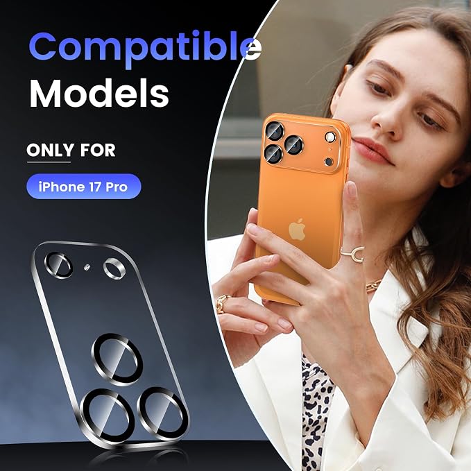 Tensea 3Pcs for iPhone 17 Pro Camera Lens Protector | Tempered Glass Film Camera Cover Lens Screen Protector, HD Clear, Full Edge to Edge, Case Friendly for iPhone 17 Pro 6.3" - Image 2