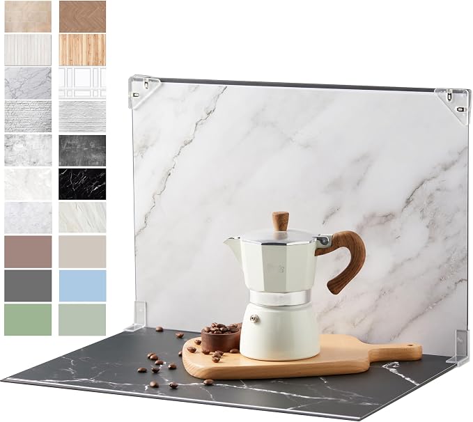 Product Photography Backdrops 22.5x34.5in, Photo Backdrop Board Kit with 10Pcs 20Patterns Double-Sided Background Paper, Food Photography Backdrops, Tabletop Photo Backdrop for Food Jewelry Cosmetics - Image 7