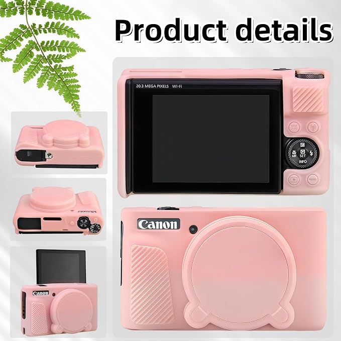 Camera Case for Canon PowerShot SX740/ SX730 Digital Camera, SX740 HS Case | Soft Silicone Protective Case Removable Lens Cover, Comes with 2 Screen Protectors and 1 Wrist Strap. (Smoked Pink) - Image 5