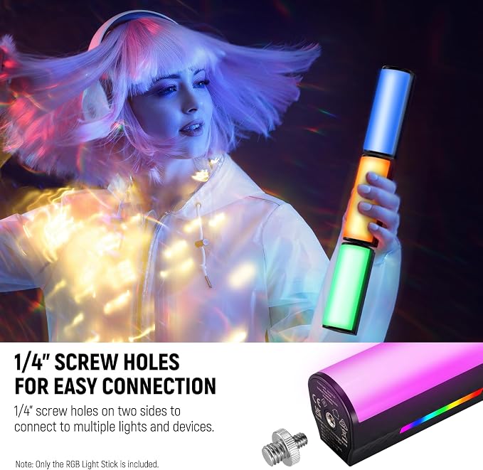 NEEWER TL97C Magnetic Handheld Light Wand with App Control | 360° Full RGB Mini LED Video Light Stick, 2500mAh Battery, 2500K-8500K Dimmable CRI97, 17 Scenes for Photography Vlog - Image 7