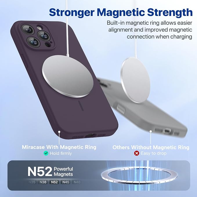 Miracase Silicone & Magnetic for iPhone 14 Pro Case, Purple | Compatible with MagSafe, Soft Microfiber Lining, Premium Silicone Cover Shockproof Drop Protection Phone Case for 14 Pro - Image 4