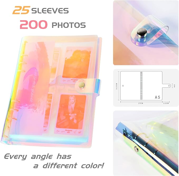 Polaroid Photo Album,Instax Mini Photo Album,200 Pockets Album Book | Photocard Album for Fujifilm Instax Mini 11 90 70 50S 26 25 9 8+ 7S/ Polaroid Snap,Kpop Photocard Holder Book (Color-1) - Image 4