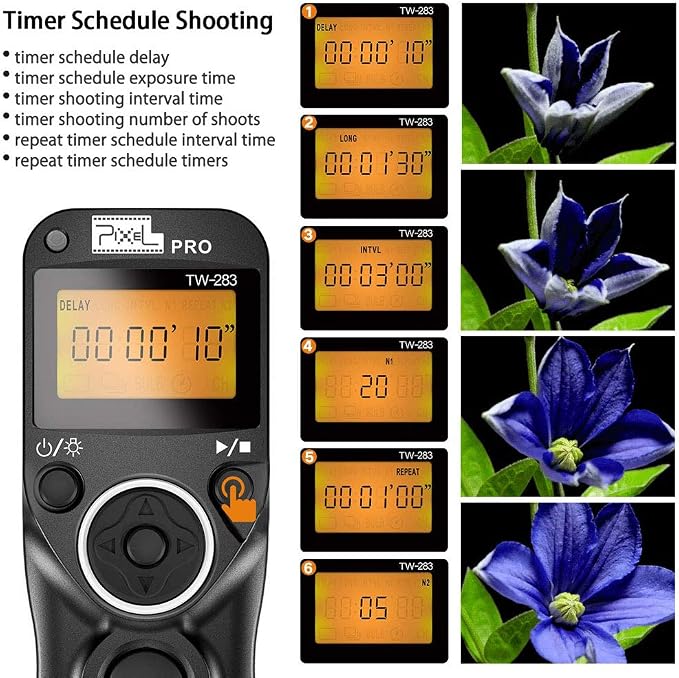 Wireless Remote Shutter Compatible for Sony PIXEL TW-283 S2 Wired Timer Remote Control Compatible for Sony A99II, A77II, A58, A68, A7, A7II, A7R, A7RII, A7S, A7SII, A3000, A5100, A5000 A6000 - Image 5