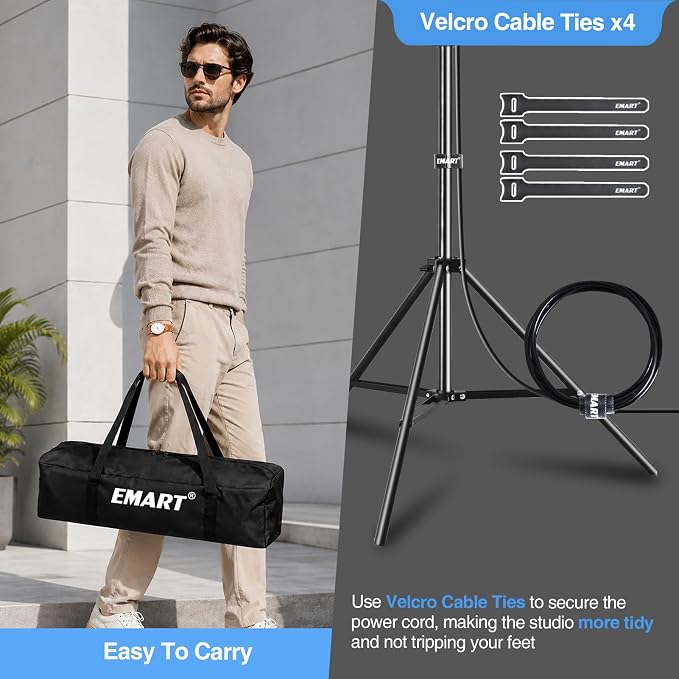 EMART Softbox Lighting Kit, 85W 20"x28" Softbox for Photography Light 2Pack | 3000K-6500K LED Bulbs with Remote, 75" Tripod, Professional Photography Lighting for Studio Lights, Portrait, Video Recording - Image 6