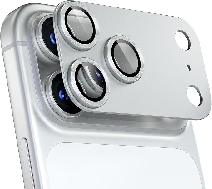 for iPhone 17 Pro Camera Lens Protector, Silver | [Military Grade Shatterproof] [Strong Adsorption] [Case Friendly] Matte Metal Tempered Glass Camera Screen Cover Accessories by Beuxece