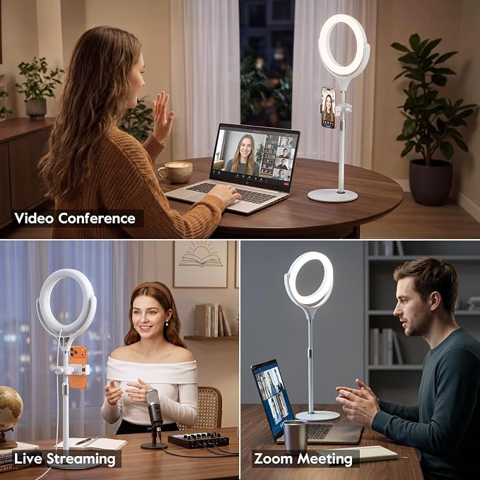 Zoom Lighting for Computer, 8 inch Ring Light with Stand for Desk | Adjustable Circle Light for Video Conference, Zoom Meeting, Video Recording, Zoom Call, Streaming, Podcast，Webcam - Image 2