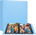 Aevdor 8x10 Photo Album, 168 Photos, Leather Cover, Blue | Large Capacity, Side-Loading Clear Pockets, Vertical 8x10 Layout, Black Inner Pages, Wedding, Travel, Baby & Family Memories by Aevdor
