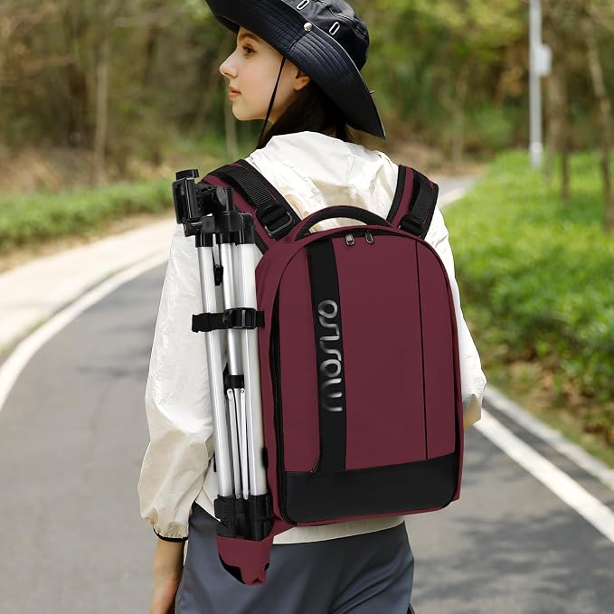 MOSISO Camera Backpack,Photography Backpack Padded Camera Bag, Wine Red | DSLR/SLR/Mirrorless Shockproof Camera Bag with Customized Modular Inserts&Tripod Holder Compatible with Canon,Nikon,Sony - Image 6