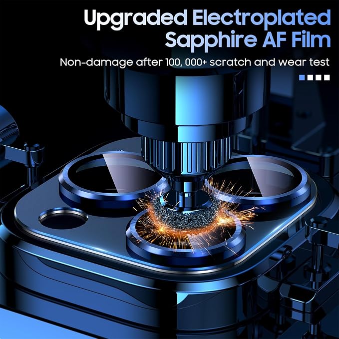 Uyiton for iPhone 15 Pro/iPhone 15 Pro Max Camera Lens Protector | Not Easy to Break, Strong Adsorption, Case-Friendly, Metal 9H Sapphire Glass Rear Camera Screen Cover, Blue Titanium - Image 6