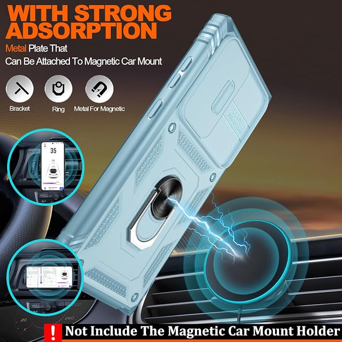 Gritup for Samsung Galaxy S23 Ultra Case with 2PCS Screen Protector, Build in 360° Rotating Ring Kickstand, Military Grade Protective Case for S23 Ultra Phone, Green - Image 6