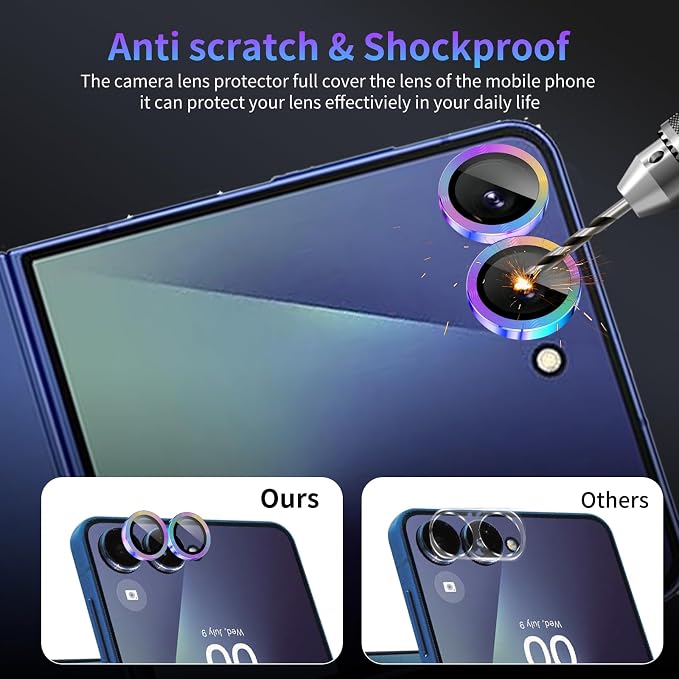 Camera Lens Protector for Samsung Galaxy Z Flip 7,1 Pack | Tempered Metal Glass Camera Cover, HD Clear Anti-Scratch Lens Screen Protector Film,Case Friendly,Colorful Titanium - Image 4