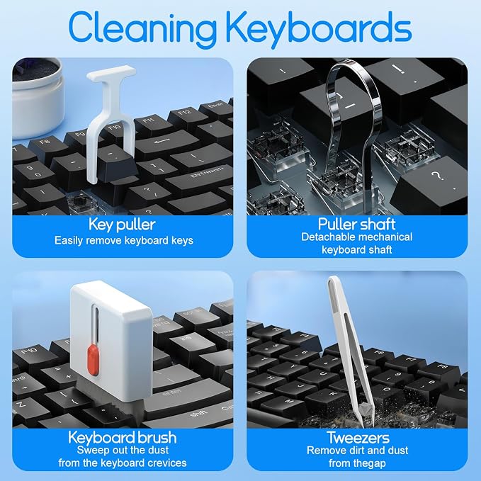 32-in-1 Keyboard Cleaning Kit iPhone Charging Port Speaker Cleaner | Multifunction Clean Tools for Airpods iPad MacBook Keyboard Earbuds Camera Computer Laptop Screen Electronics (White) - Image 2