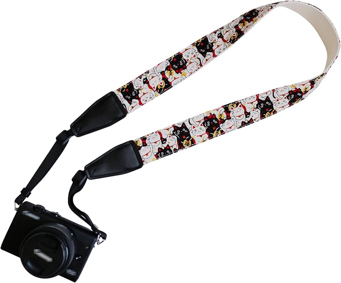 UNIKSTRAP Original Design Japanese Lucky Style Fortune Cat Adjustable Camera Strap, Neck Shoulder Belt Fit for Canon Nikon Sony Olympus Mirrorless & DSLR Camera etc. by Unknown